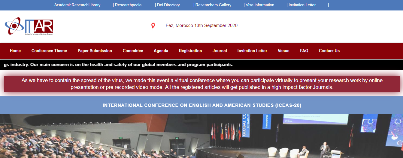 International Conference on English and American Studies (ICEAS-20), Fez, Morocco
