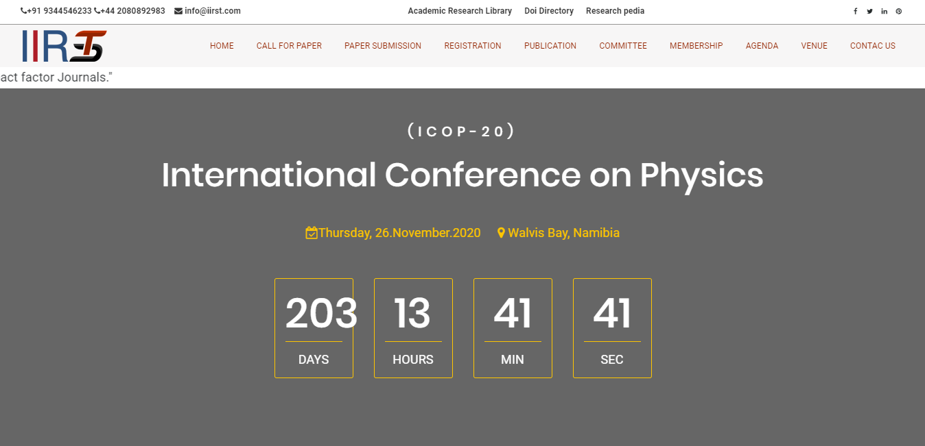 International Conference on Physics, Walvis Bay, Namibia, Namibia
