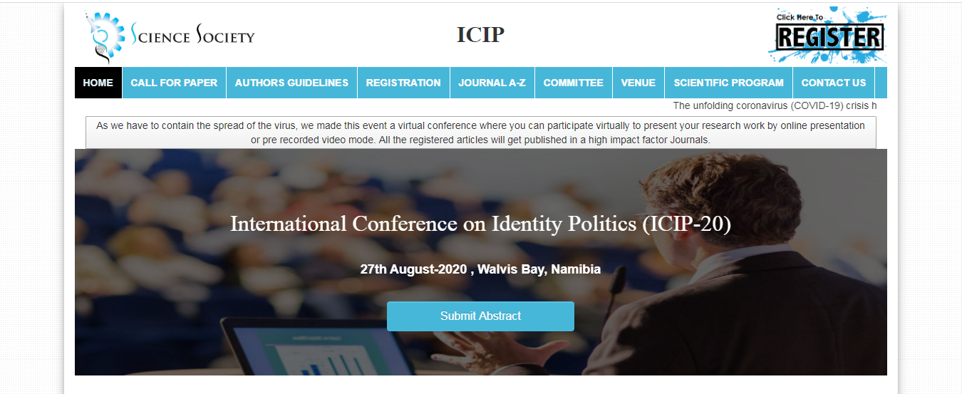 International Conference on Identity Politics (ICIP-20), Walvis Bay, Namibia, Namibia