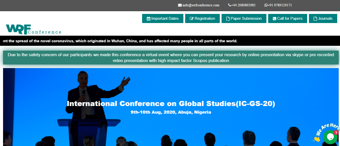 International Conference on Global Studies(IC-GS-20), Abuja, Abuja (FCT), Nigeria