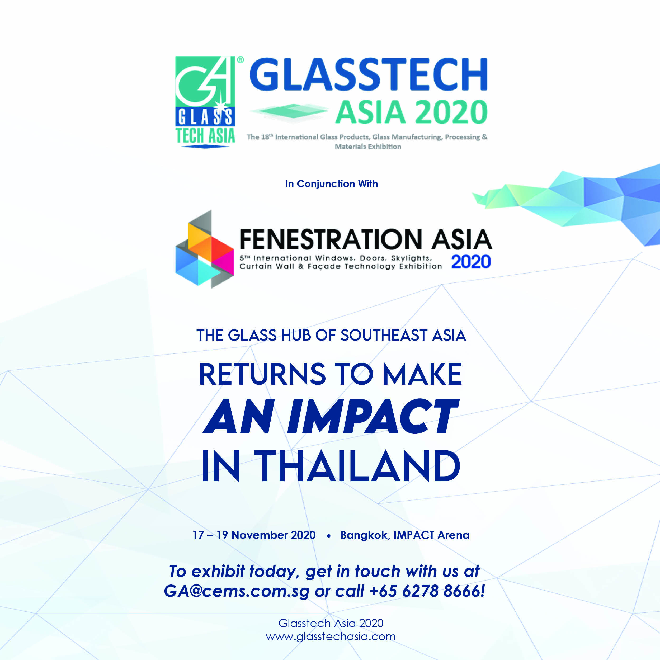 Glasstech Asia 2020, Bangkok, Thailand