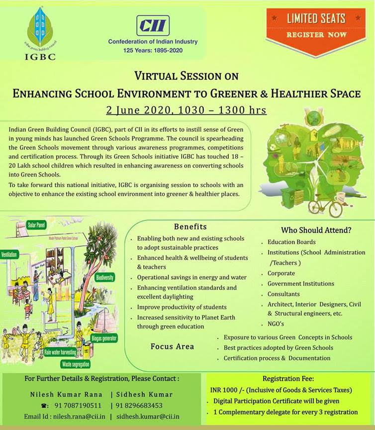 IGBC's Virtual Session on Enhancing School Environment to Greener and Healthier Spaces, Hyderabad, Telangana, India