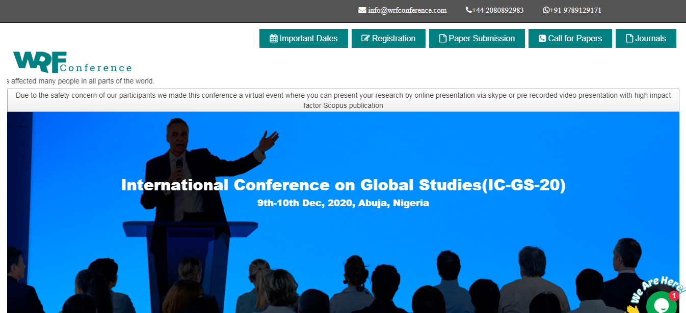 International Conference on Global Studies(IC-GS-20), Abuja, Nigeria,Abuja (FCT),Nigeria