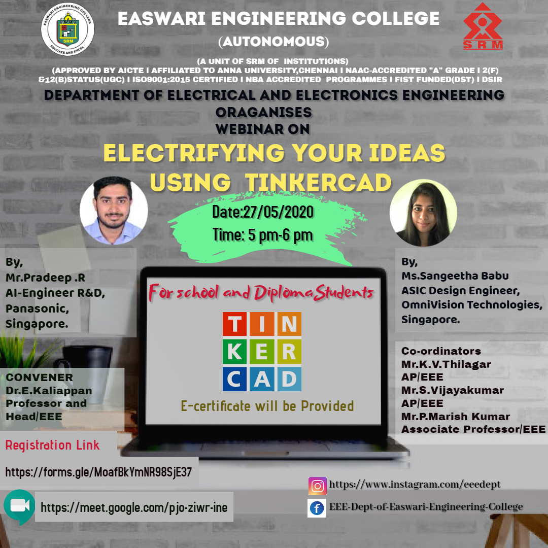 Electrifying your ideas using TINKERCAD, Chennai, Tamil Nadu, India