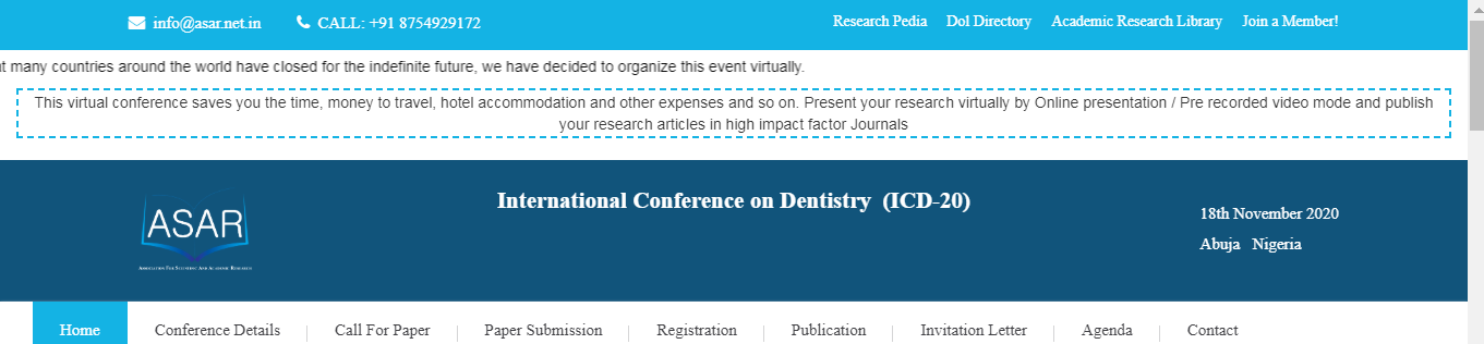 International Conference on Dentistry  (ICD-20), Nigeria, Abuja (FCT), Nigeria