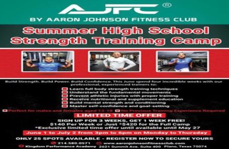 High School Strength Training Camp (25 spots available each week), Plano, Texas, United States
