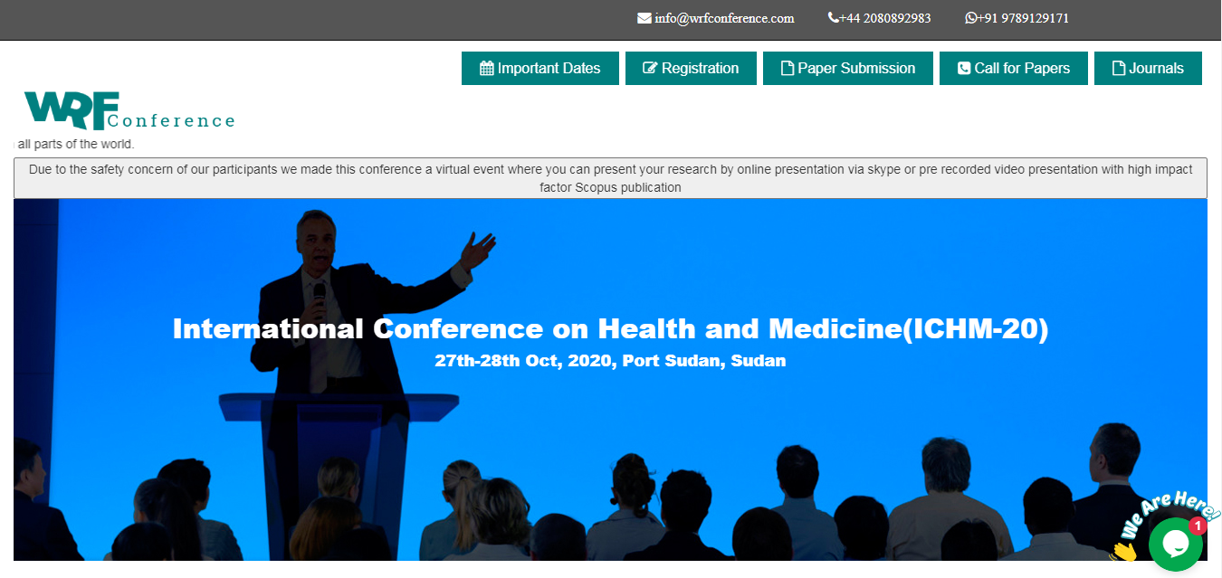 International Conference on Health and Medicine(ICHM-20), Port Sudan, Sudan, Sudan