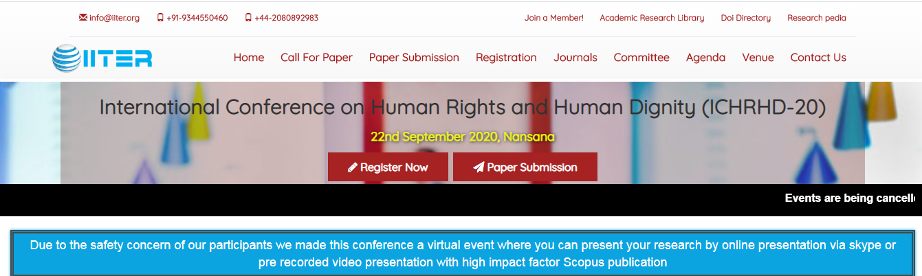 International Conference on Human Rights and Human Dignity (ICHRHD-20), Nansana, Uganda