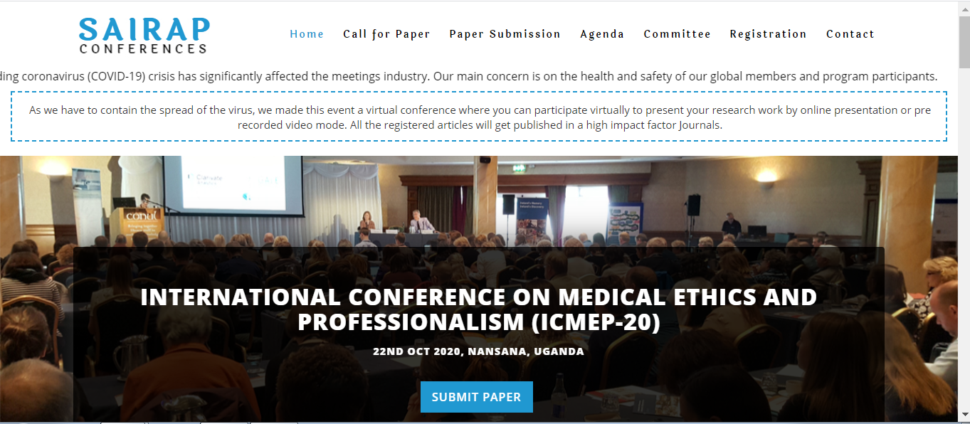 INTERNATIONAL CONFERENCE ON MEDICAL ETHICS AND PROFESSIONALISM (ICMEP-20), Nansana, Uganda