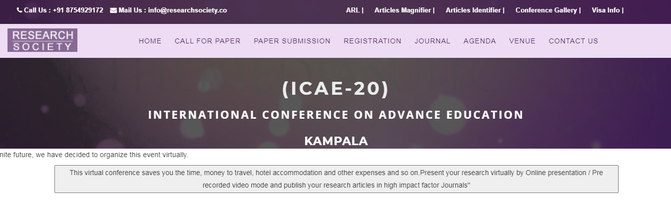 International Conference on Advance Education, Kampala Uganda, Uganda