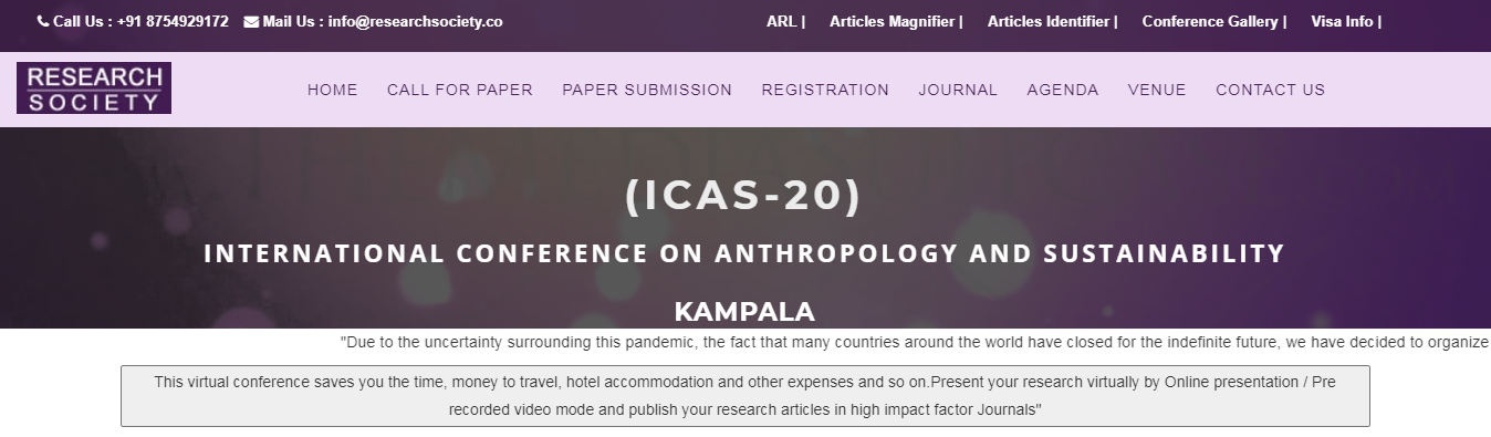 International Conference on Anthropology and Sustainability, Kampala Uganda, Uganda