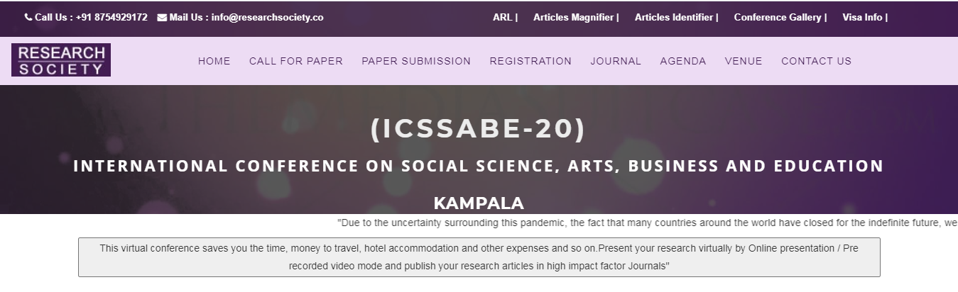 International Conference on Social Science, Arts, Business and Education, Kampala Uganda, Uganda
