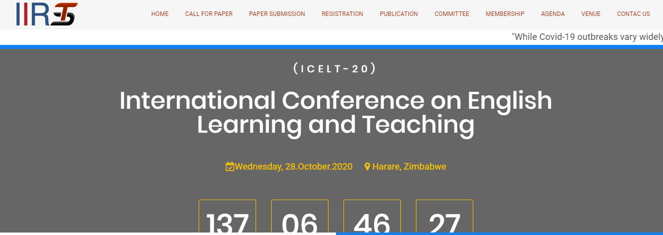 International Conference on English Learning and Teaching (ICELT-20), Harare, Zimbabwe
