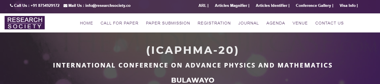 International Conference on Advance Physics and Mathematics (ICAPHMA-20), Bulawayo, Zimbabwe
