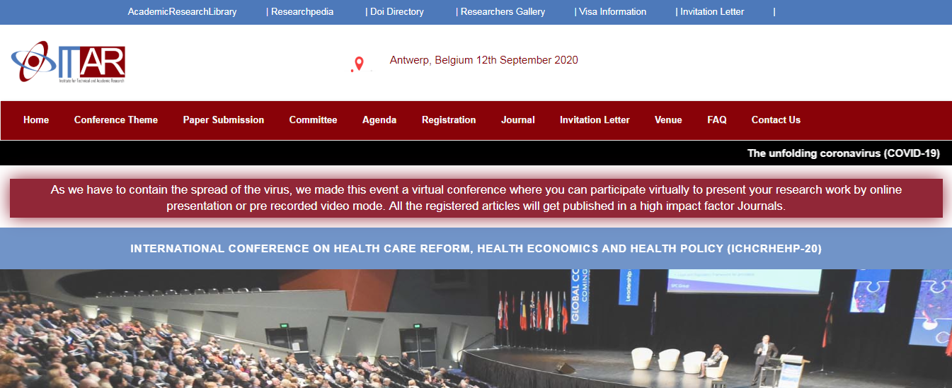 International Conference on Health Care Reform, Health Economics and Health Policy  (ICHCRHEHP-20), ANTWERP, Belgium