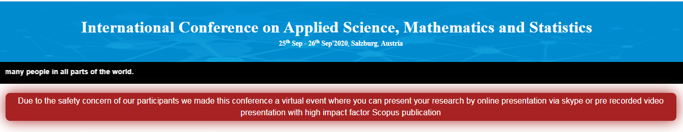 International Conference on Applied Science, Mathematics and Statistics, Salzburg, Austria,Salzburg,Austria