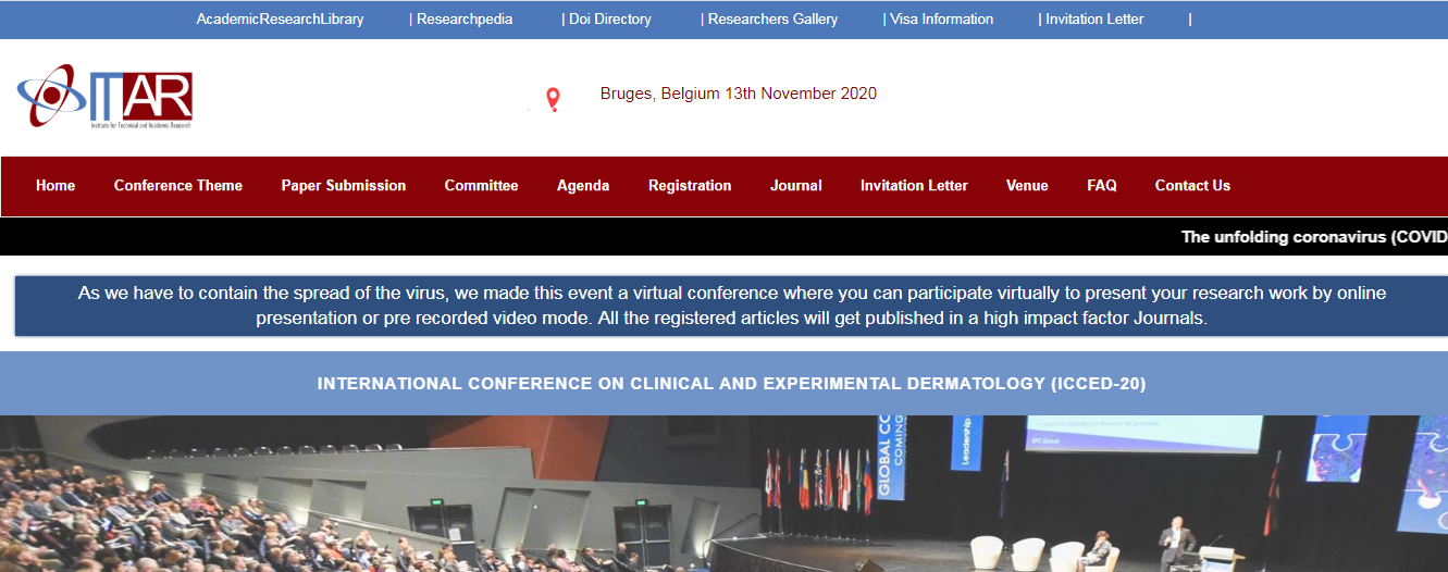 International Conference on Clinical and Experimental Dermatology (ICCED-20), Bruges, Belgium