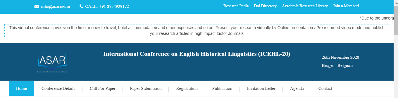 International Conference on English Historical Linguistics (ICEHL-20), Bruges, Belgium