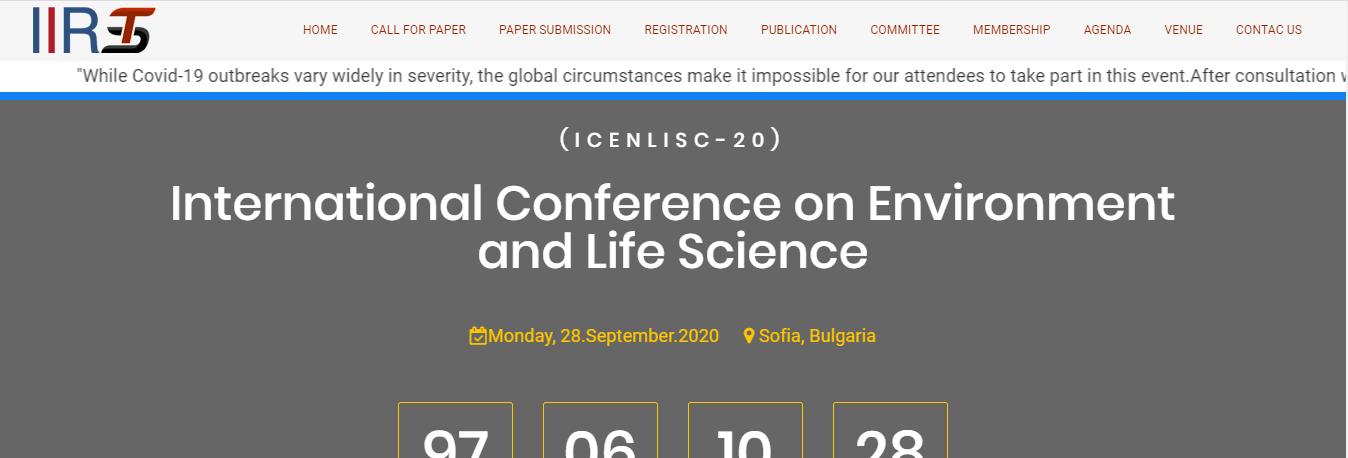 International Conference on Environment and Life Science, Sofia, Bulgaria