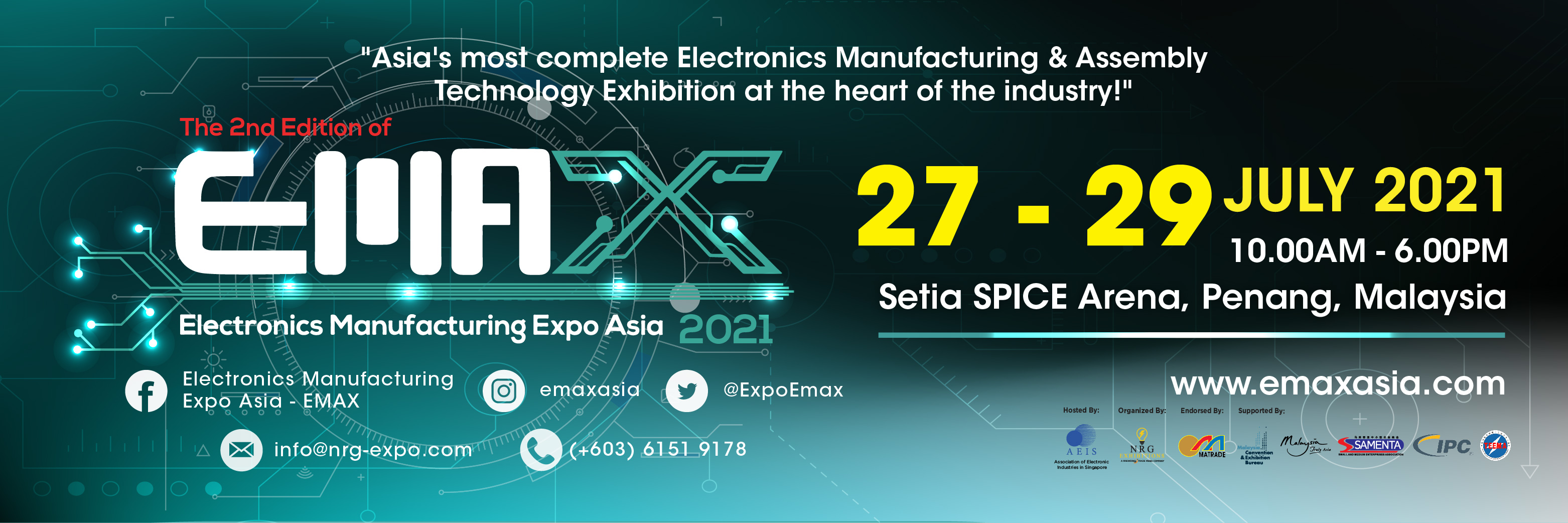 Electronics Manufacturing Expo Asia (EMAX) 2021, Setia SPICE Arena, Pulau Pinang, Malaysia
