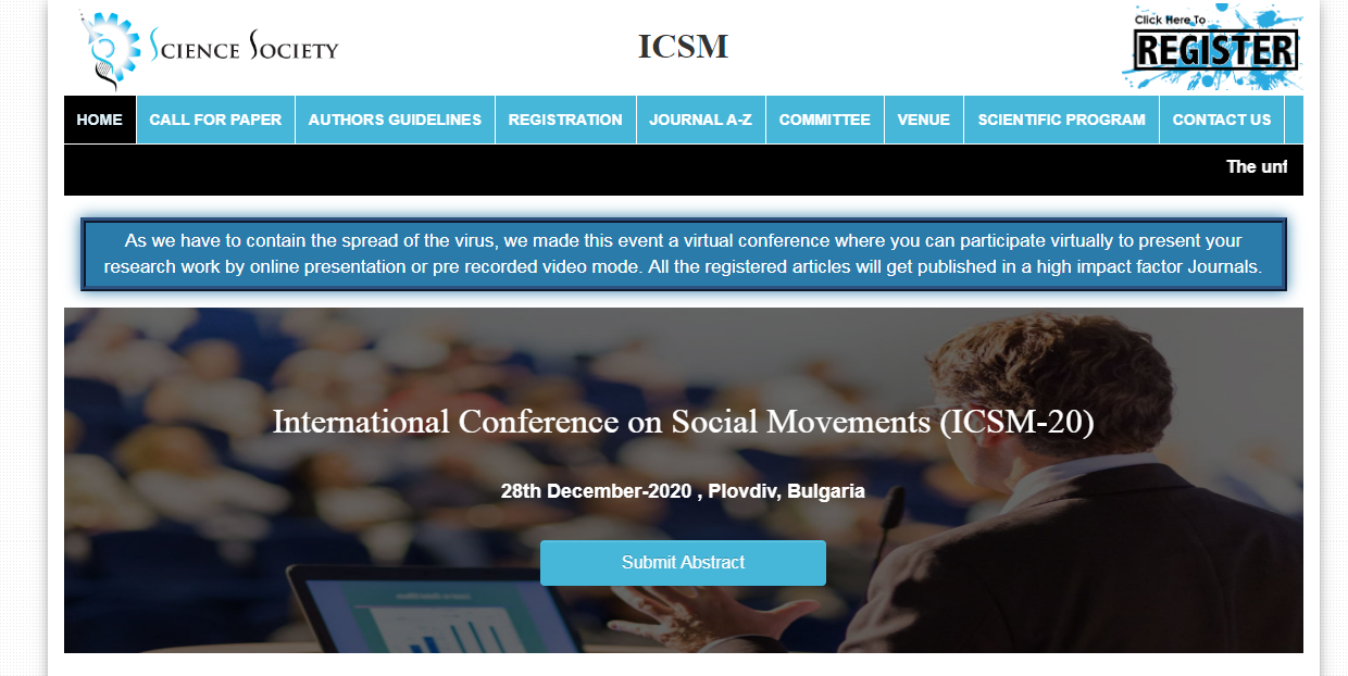 International Conference on Social Movements (ICSM-20), Plovdiv, Bulgaria, Bulgaria