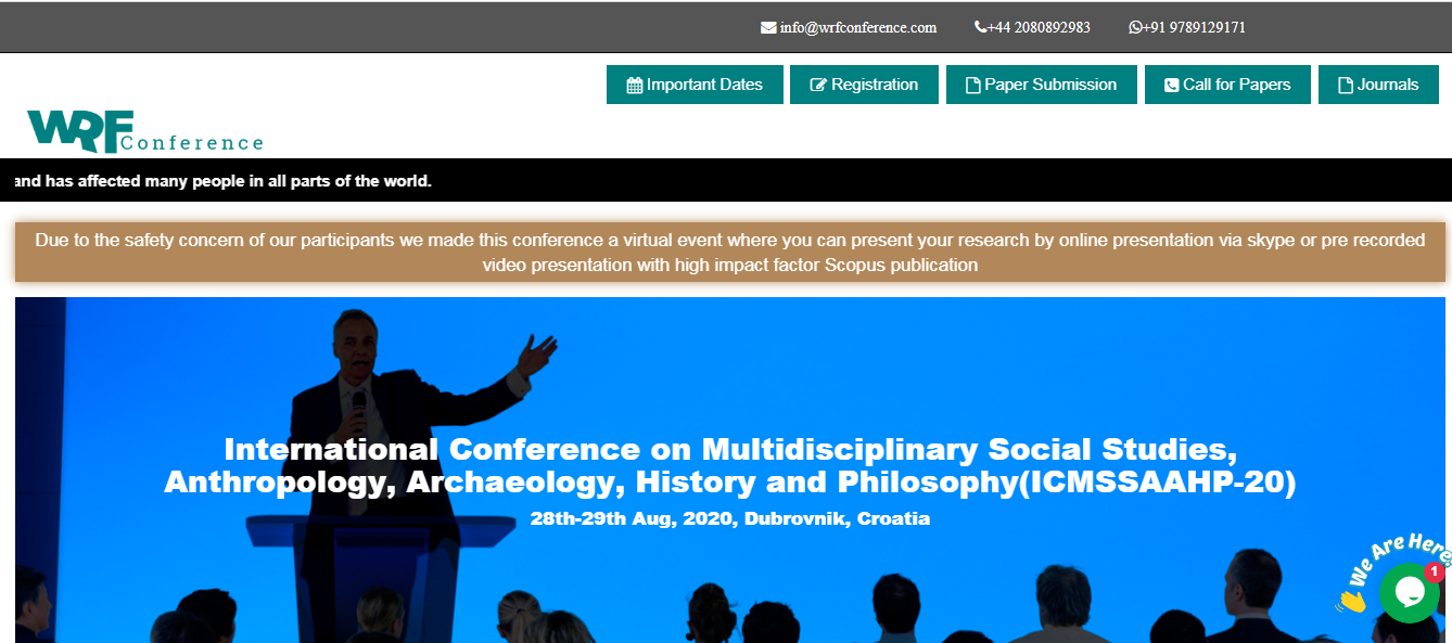 International Conference on Multidisciplinary Social Studies, Anthropology, Archaeology, History and Philosophy(ICMSSAAHP-20), Dubrovnik, Croatia