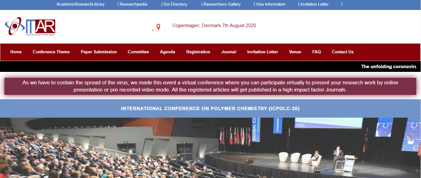 International Conference on Polymer Chemistry  (ICPOLC-20), Copenhagen, Denmark