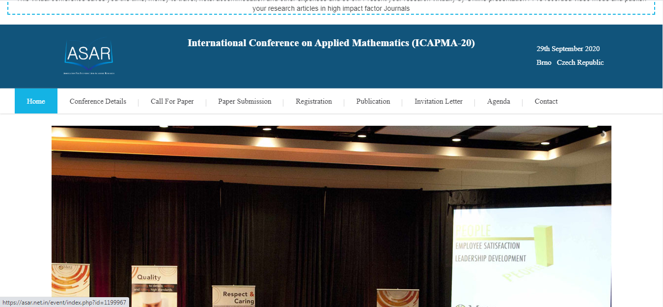 International Conference on Applied Mathematics (ICAPMA-20), Brno   Czech Republic, Czech Republic