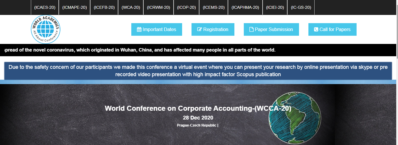 World Conference on Corporate Accounting-(WCCA-20), Prague-Czech Republic |, Czech Republic