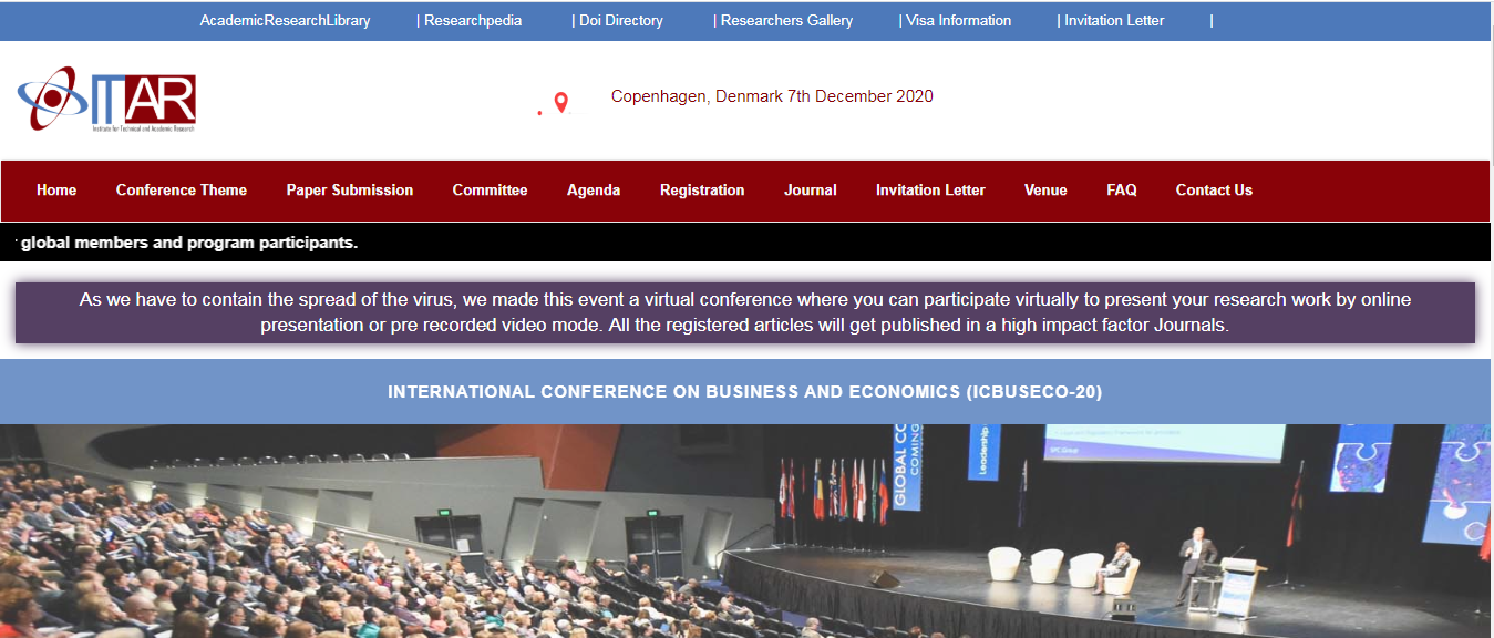 International Conference on Business and Economics (ICBUSECO-20), Copenhagen, Denmark