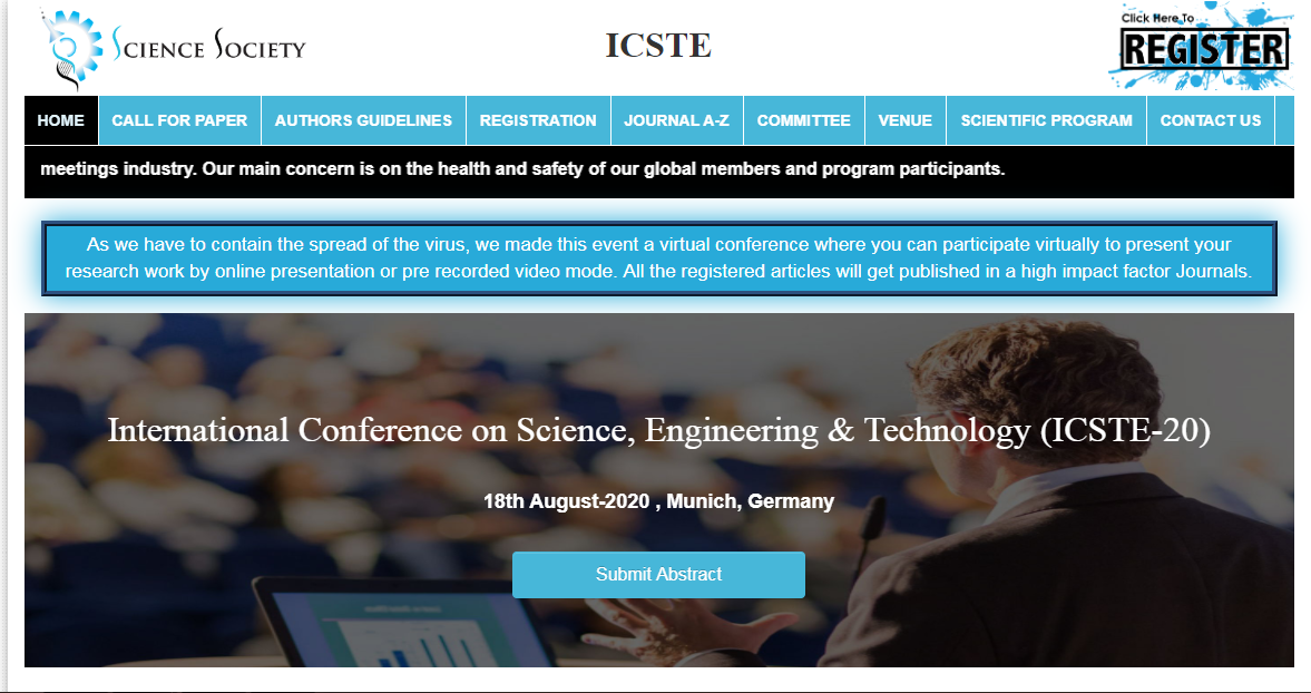 International Conference on Science, Engineering & Technology (ICSTE-20), Munich, Germany, Germany