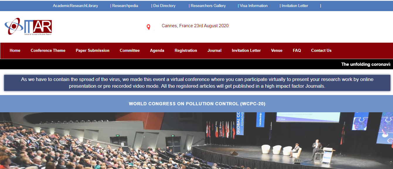 World Congress on Pollution Control (WCPC-20), CANNES, France