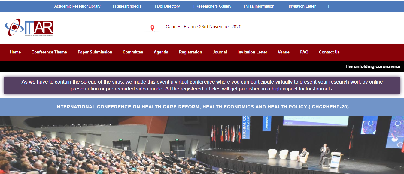 International Conference on Health Care Reform, Health Economics and Health Policy (ICHCRHEHP-20), Paris, France