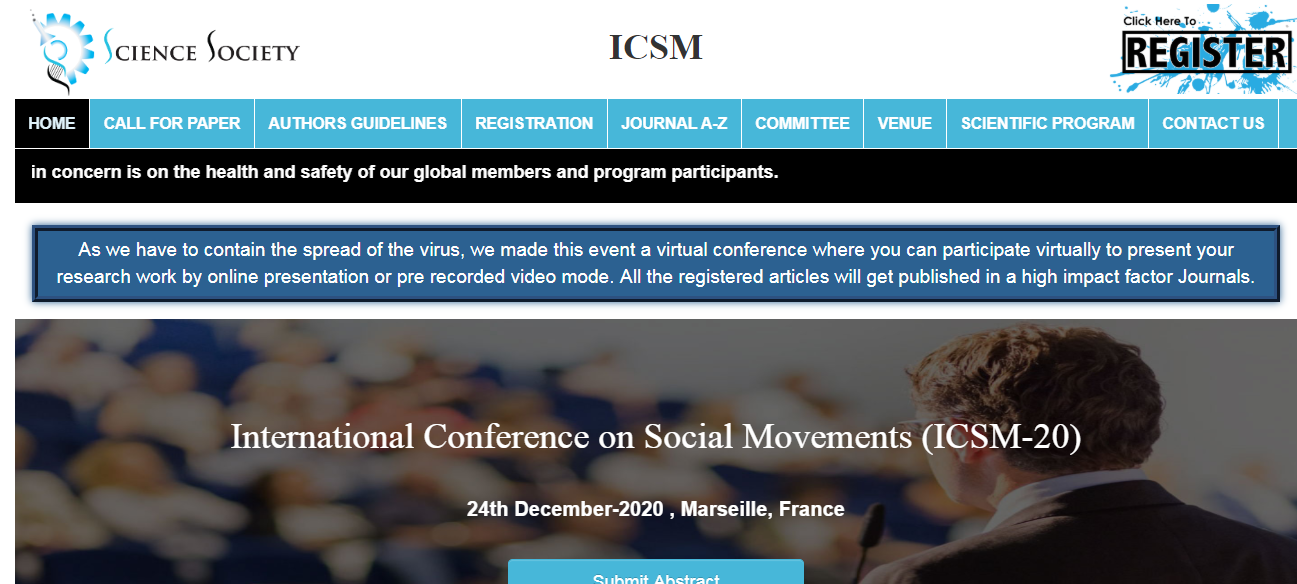 International Conference on Social Movements (ICSM-20), Marseille, France