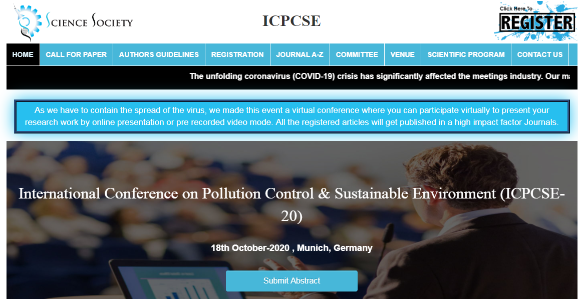 International Conference on Pollution Control & Sustainable Environment (ICPCSE-20), Munich, Germany, Germany