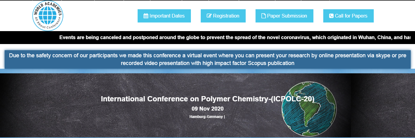 International Conference on Polymer Chemistry-(ICPOLC-20), Hamburg-Germany, Hamburg, Germany