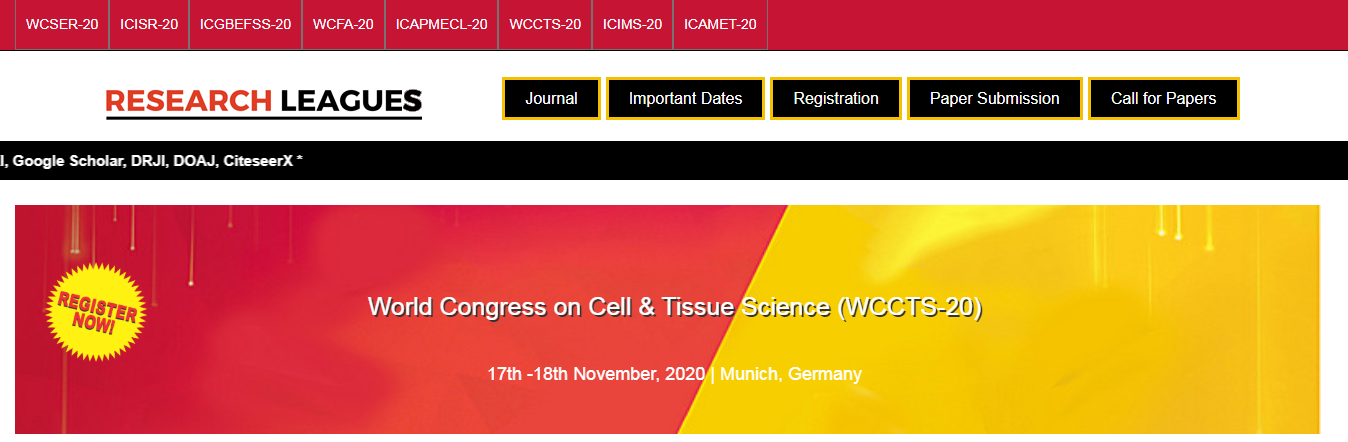 World Congress on Cell & Tissue Science (WCCTS-20), Munich, Germany, Germany