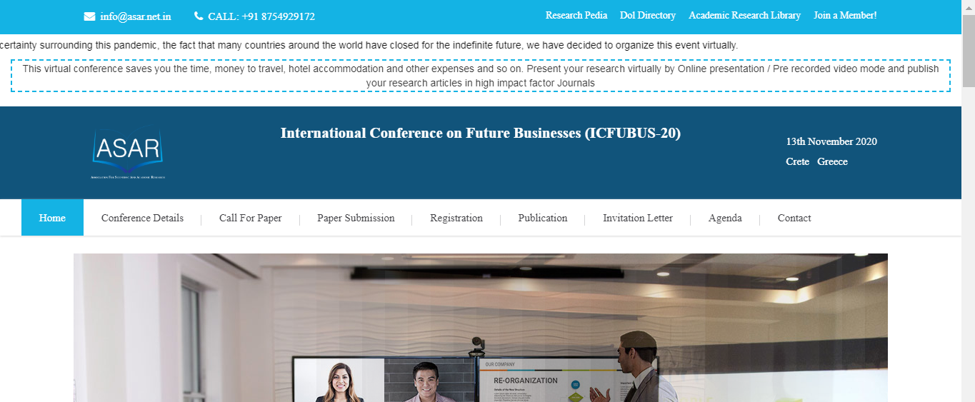 International Conference on Future Businesses (ICFUBUS-20), Crete, Greece