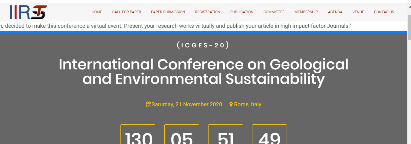 International Conference on Geological and Environmental Sustainability, Rome, Iraq