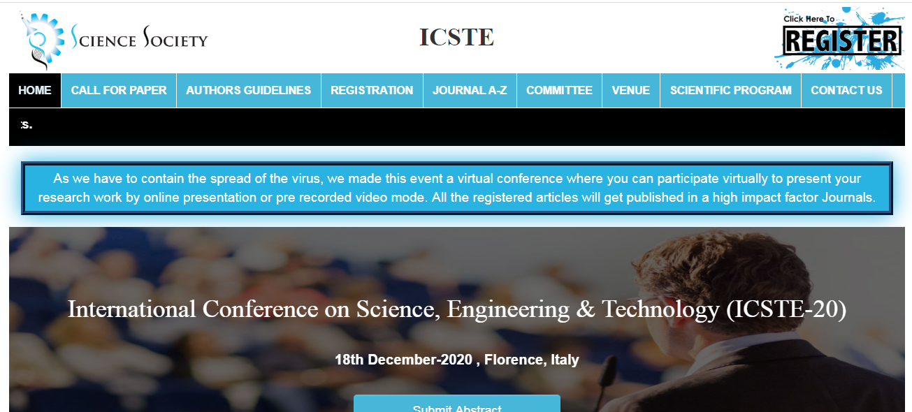 International Conference on Science, Engineering & Technology (ICSTE-20), Florence, Italy