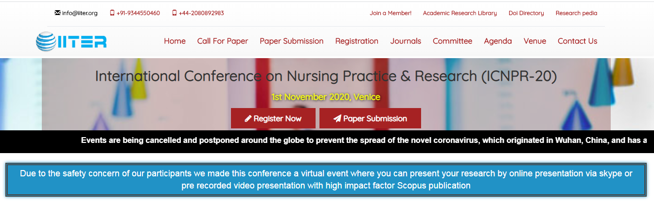 International Conference on Nursing Practice & Research (ICNPR-20), Venice, Italy, Italy