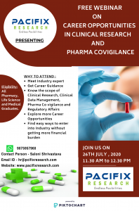 Free Webinar on Career Opportunities in Clinical Research and Pharma Covigilance