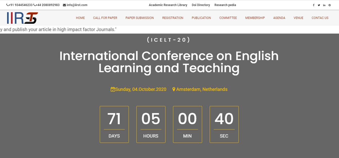 International Conference on English Learning and Teaching, Amsterdam, Netherlands, Netherlands