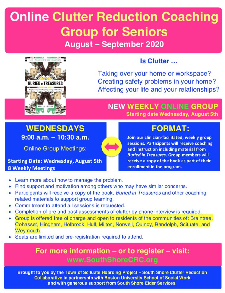 Online Clutter Reduction Coaching Group for Seniors, Braintree, Massachusetts, United States