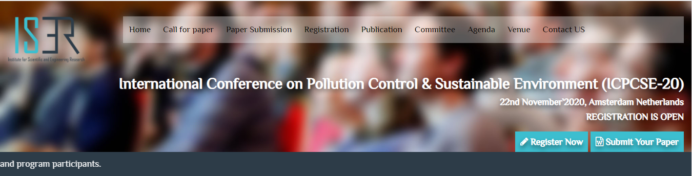 International Conference on Pollution Control & Sustainable Environment (ICPCSE-20), Amsterdam, Netherlands, Netherlands