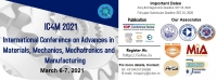 International Conference on Advances in Materials, Mechanics, Mechatronics and Manufacturing (IC4M 2021)