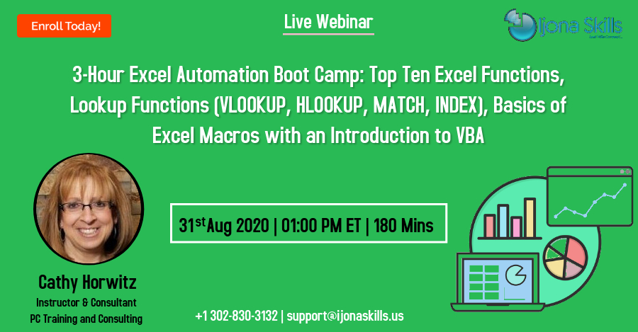 3-Hour Excel Automation Boot Camp: Top Ten Excel Functions, Lookup Functions, Middletown,DE,USA,Delaware,United States