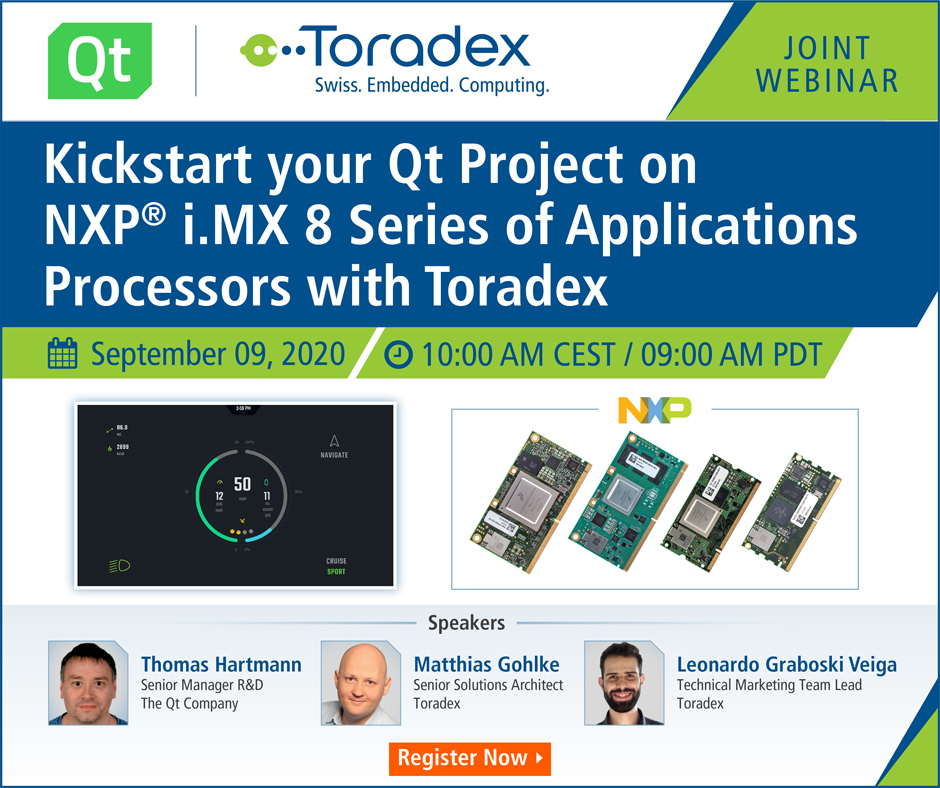 Webinar: Kickstart your Qt Project on NXP i.MX 8 Series of Applications Processors with Toradex, Horw, Luzern, Switzerland