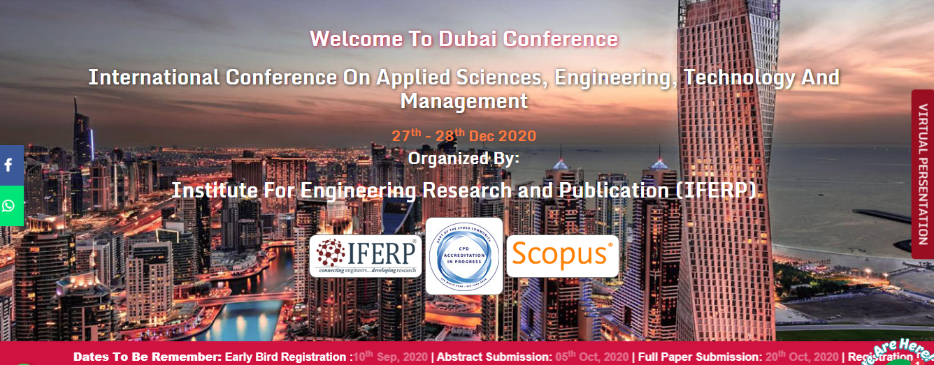 International Conference On Applied Sciences, Engineering, Technology And Management, Dubai, United Arab Emirates