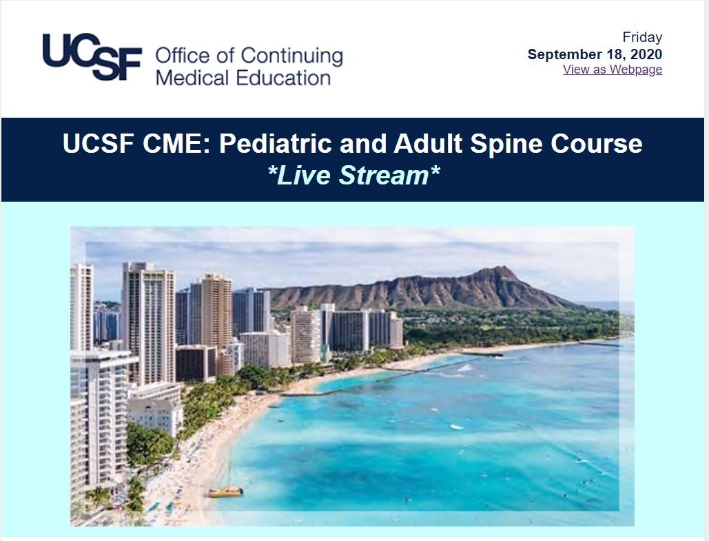 UCSF CME: Pediatric and Adult Spine Course, Virtual Event, United States
